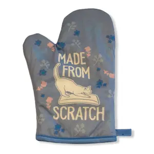 Made From Scratch Oven Mitt Funny Pet Cat Kittly Lover Graphic Novelty Kitchen Glove Funny Graphic Kitchenware Bakeware Funny Food  Novelty Cookware Grey