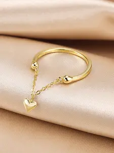 Women's Love Heart Finger Ring Genuine 925 Sterling Silver Heart Pendant Ring