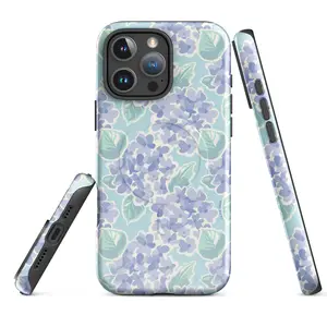 MagSafe Tough Case Nantucket Hydrangea Cottagecore Flower Design for iPhone with Dual-Layer Protection and MagSafe® Compatibility