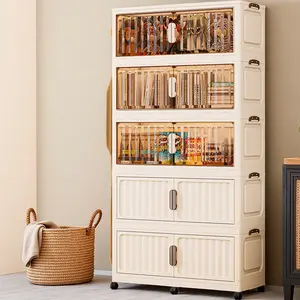 36 Inch (92cm) Wide 5-Tier Heavy Duty Foldable Rolling Storage Cabinet, Mobile Organizer with Wheels for Bedroom Closet Kitchen Office Dorm