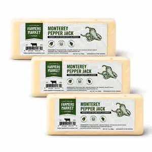 Farmers Market Wisconsin Cheese Blocks 3 Pack - Monterey Pepper Jack Cheese, Gluten Free Keto Paleo Friendly Zero Sugar Low Sodium Spicy Snack Cheese, Gourmet Pepper Jack Set