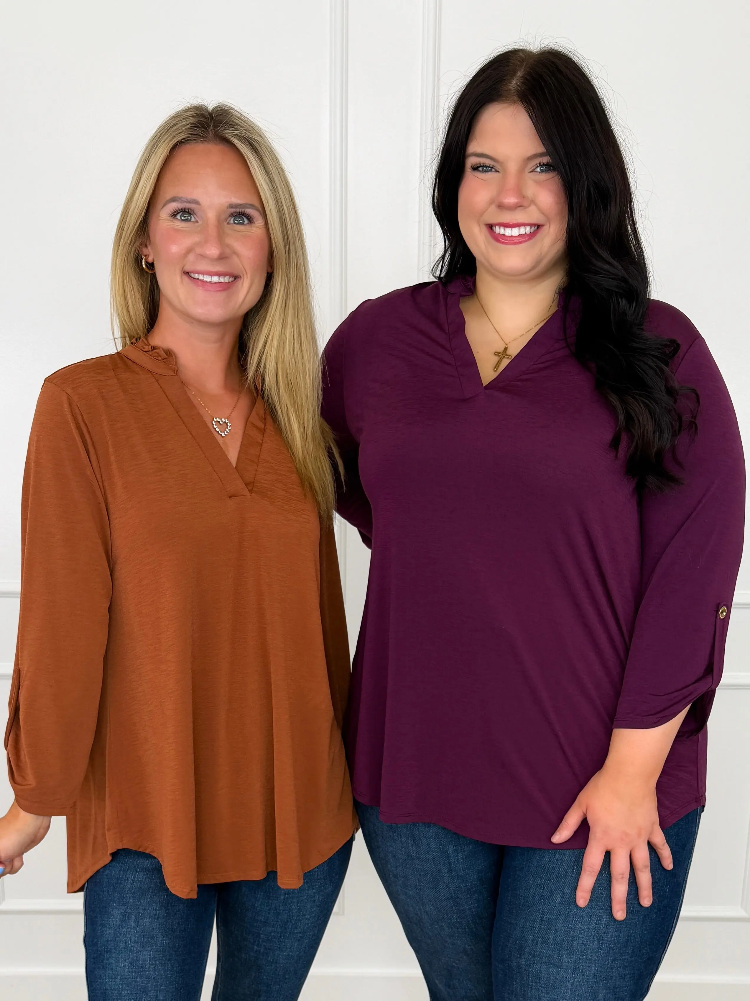 Dear Scarlett Keeping You Close Wrinkle-Free 3/4 Sleeve Gabby Top - Multiple Colors