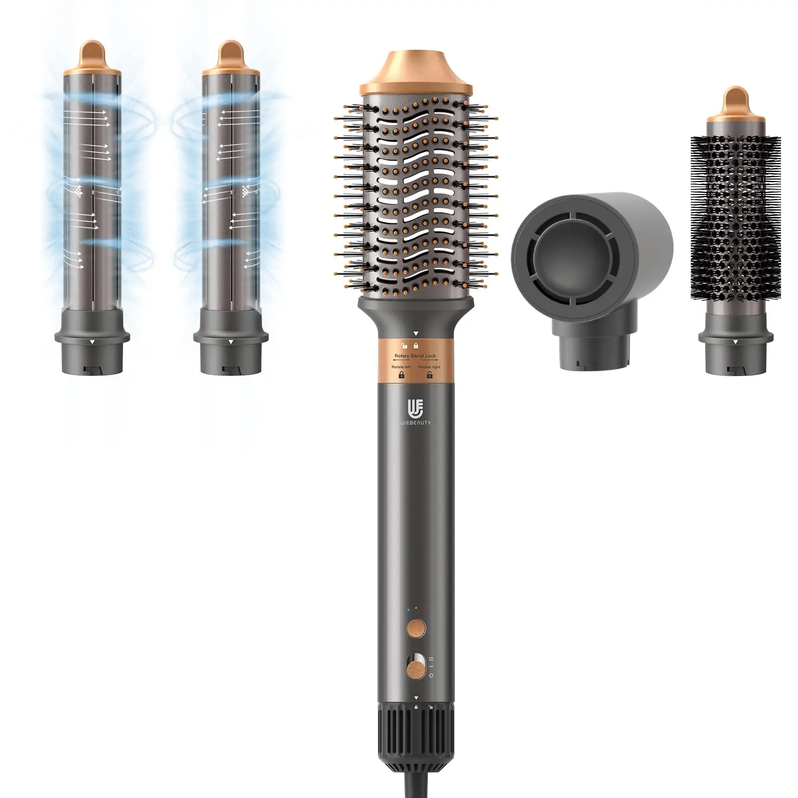 Webeauty 5 in 1 Hot Air Brush Hair Dryer Air Styler - 110,000 RPM Fast Drying, Curling, Straightening with Ceramic Coating & Negative Ion, No Heat Damage for All Hair Types, Christmas Gifts Holiday Gift, Curling Iron, Hair Curlers