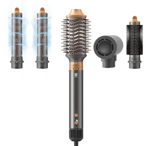 Webeauty 5-in-1 Hot Air Brush Dryer Styler - 110000 RPM Fast Drying, Ceramic Coating, Negative Ion, Anti-Frizz, Softening, No Heat Damage, US Plug Portable Automatic Curler, Hair Curlers, Holiday Gift for All Types