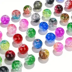 10mm 100pcs/bag Transparent Crackle Lampwork Beads Cracked Crystal Beads for DIY Handmade Jewelry