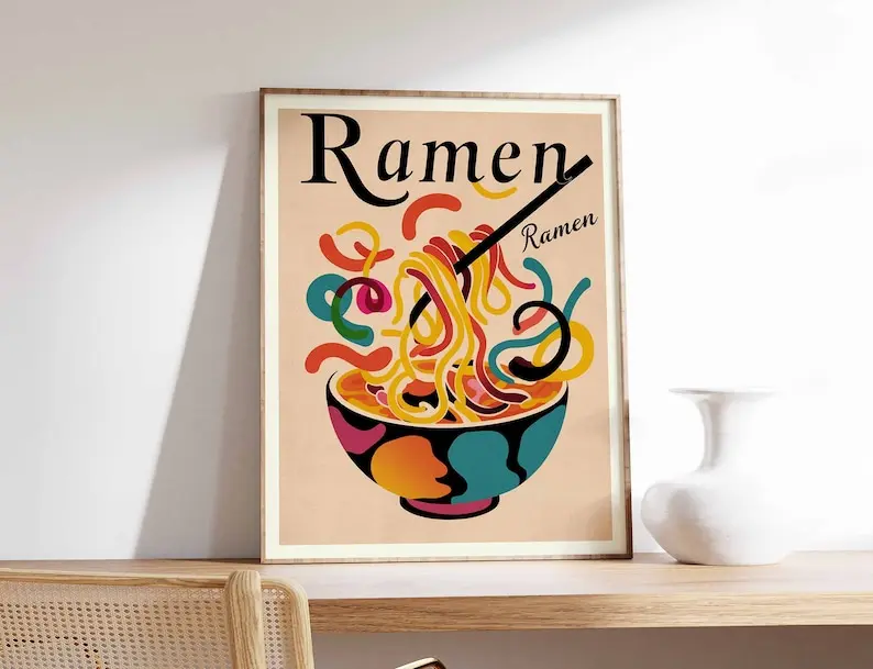 Ramen Poster, Japanese Food Art, Japanese Ramen Poster, Kitchen Decor, Kitchen Poster, Food Art, Restaurant Decor, Cafe Decor, Food Gift. Food Poster
