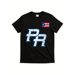 Men's & Women's Puerto Rico Pride T-Shirt - Boricua Flag & PR Lettering with Puerto Rican Coat of Arms