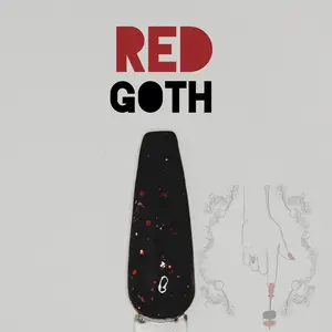 Red Goth | Jet Black with Fine Red Foil & Glitter Nail Dip Powder, acrylic dip nail powder, dip powder for nails, foil powder, black nails