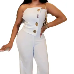 Red strapless jumpsuit Sleeveless Collor solid leg pants women Sexy Fashion outfit.red size small.Size white small medium large Xl and 2X. black and white Size Small Medium And Large please choose your colors