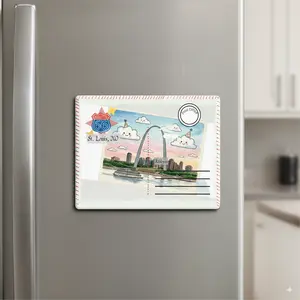 Custom Route 66 St. Louis, MO Themed Magnets with St. Louis Arch Design, Fun Home Decor, Travel Souvenirs, Gifts, Unique Collectibles