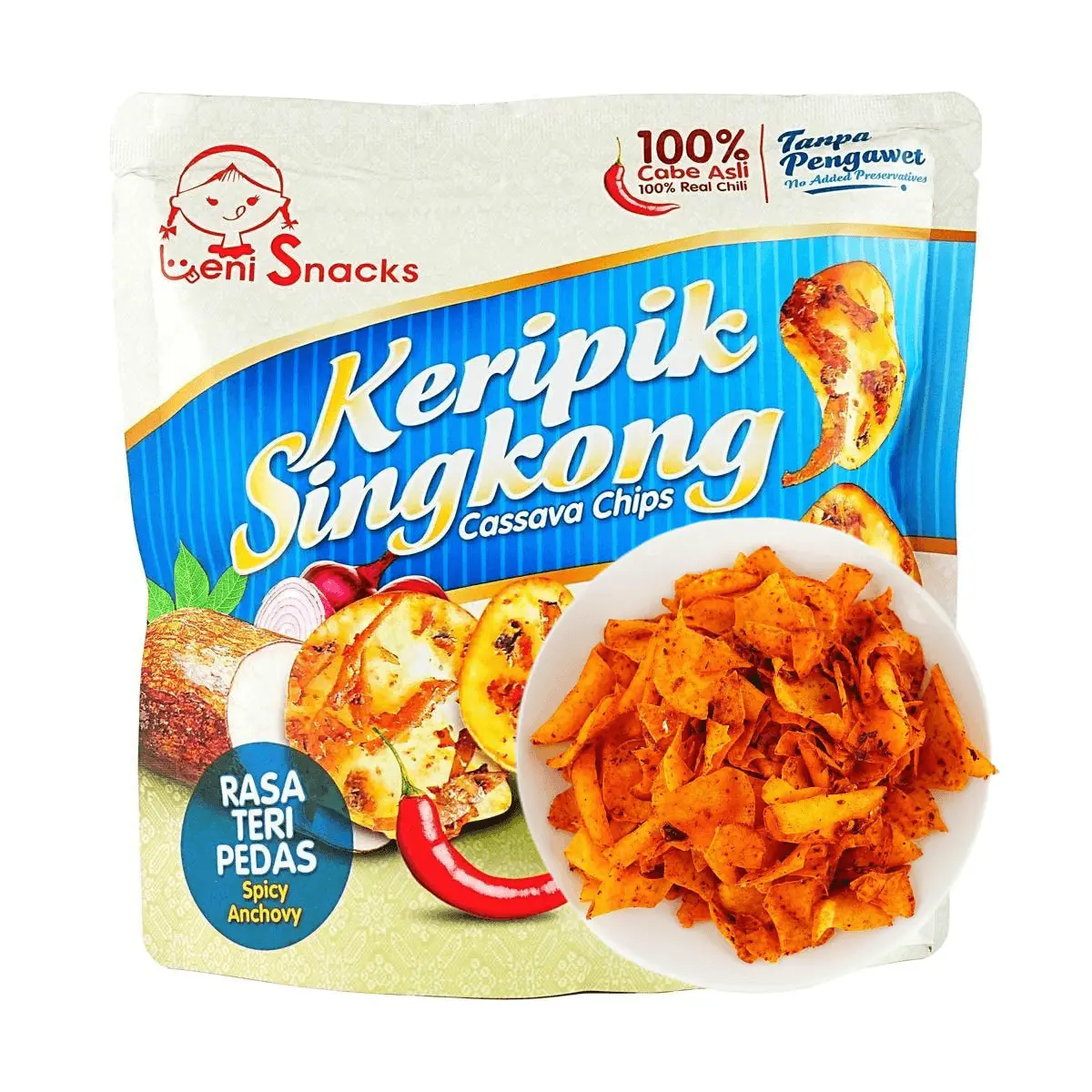 LENI Indonesian Cassava Chips Spicy Anchovy Flavor - Crispy Snack, 140g LENI Indonesian Cassava Chips Spicy Anchovy Flavor - Crispy Snack, 140g