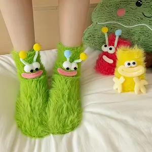 Funny Ugly Cute Long Tube Socks, Plush Warm Floor Socks, Unisex Caterpillar Shape Mid-Calf Socks, 1 Pair