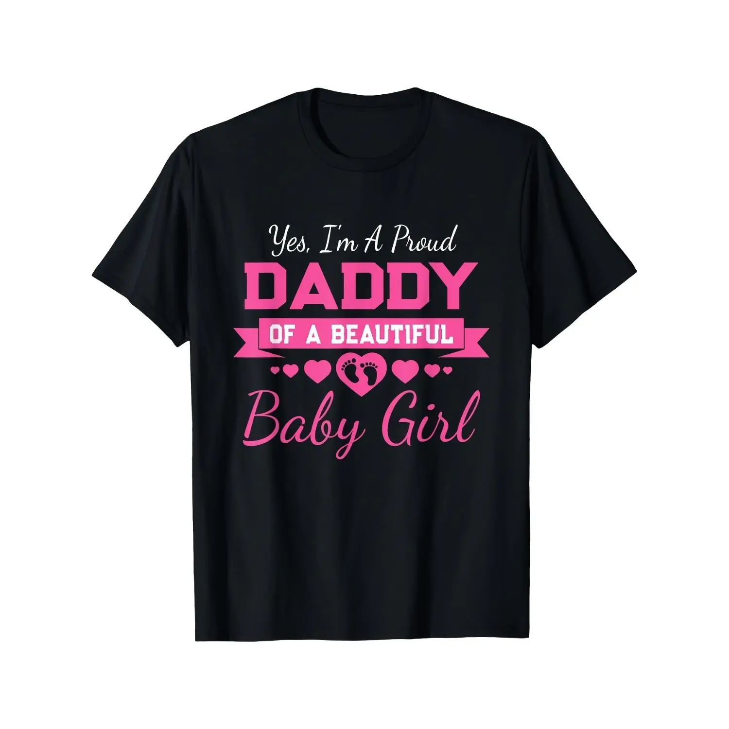 Men's Casual Round Neck Short-Sleeve Lightweight Graphic T-Shirt - Proud Girl Daddy Baby Announcement Father's Day Menswear Top, All-Season Comfort for Everyday Outdoor Activities