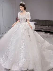 BRAND NEW : Light Wedding Dress 2024 New Bride Small Man French Main Wedding Luxury Heavy Industry Premium Texture Plus Size Pregnant Women Simple Womenswear Adjustable Bridal Elegance wedding cocktail Butterfly Backless Day Hip Fashion Overall Party Sexy