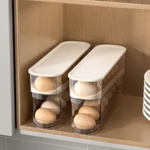 Smart Egg Storage Container for Refrigerator Automatic Rolling Dispenser Keeps Eggs Fresh Space Saving Kitchen Organizer