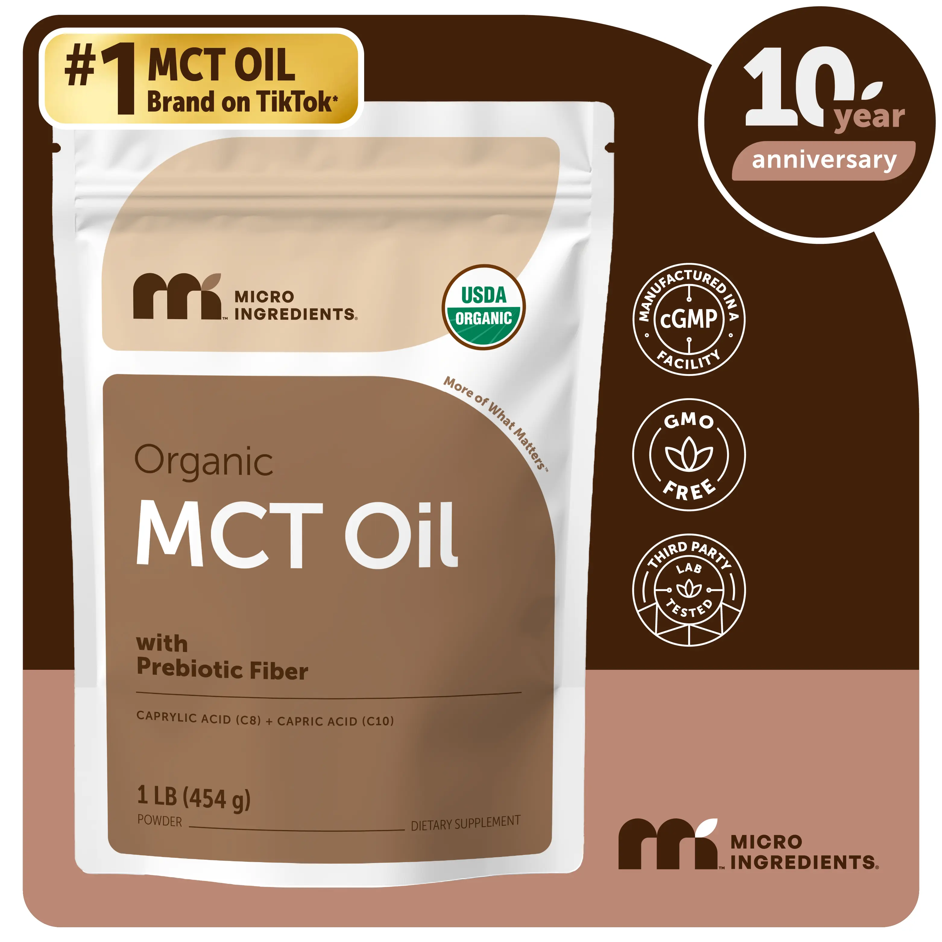 Micro Ingredients Organic MCT Oil Powder 1 Pound