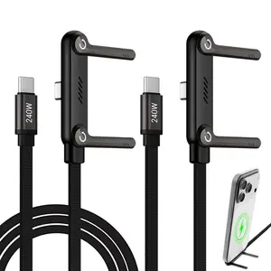 2-in-1 Foldable Kickstand Fast Charging Cable- Zinc Alloy Rotating Phone Stand & High-Speed Data Sync - Durable Braided Cable forHands-Free Viewing，Gesamtlange 150em/59. 06in(Two-pack)