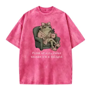 First Of All Jesus Thinks I’m A Delight Shirt, Funny Christian Frog T-Shirt, Frog With Bow Coffee Shirt, Cute Retro Christian Graphic Shirt