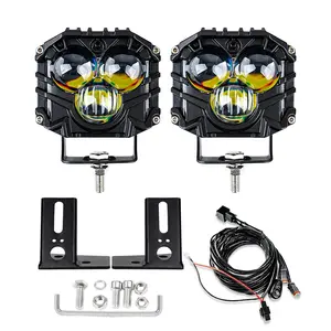 2-pack Spotlights with Mounting Brackets flashing switch Kit For Wrangler JK/JKU