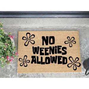 Funny No Weenies Allowed Diatom Mud Doormat, Super Absorbent Quick Dry Non-Slip Bath Floor Mat, Cute Cartoon Novelty Welcome Rug for Indoor Front Door Entryway Bathroom Housewarming Gift