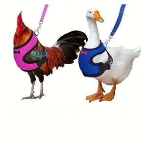 1 Set of Breathable Mesh Pet Vests with Leads and Bow Ties for Chicken, Duck, and Goose - Adjustable Shoulder Straps, Hand Wash Only, Perfect for Outdoor Walking and Leisure Bird Collars Harness