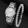 Elegant Women's Quartz Watch, Zinc Alloy Strap, Plastic Case, Round Analog Dial, Rhinestone Bracelet, Casual Style, All Seasons