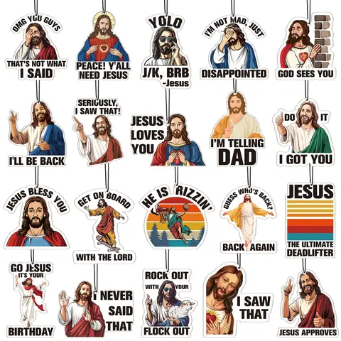 8/20/30Pack Jesus Hanging Air Freshener Funny Jesus I Saw That Car Air Fresheners for Christian Trunk or Treat Christian Gift for Men Woman Car Rear-view Hanging Accessories Living Room Bedroom Home Decoration,Lasts 30 Days