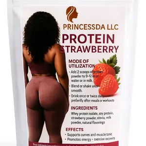 Princessda LLC Protein Strawberry Powder - Whey Protein Isolate, Soy Protein, Strawberry Powder, Stevia, Milk Powder, Natural Flavorings