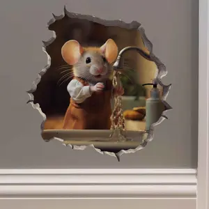 Hand Washing Mouse in Mouse Hole Decal Hand Washing Mouse in Mouse Hole Decal