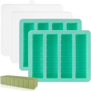 2Pack  Butter Mold Tray with Lid,Non-Stick Butter Mold Tray with Measurements,Butter Mold for Homemade Butter Fits Standard Butter Stick Size,Ideal for Energy Bar,