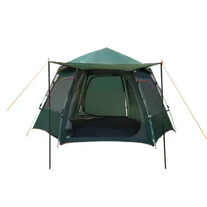 Green-Hexagon Instant Camping Tent 2/4 Person 30-Second Quick Setup Medium Outdoor Portable Tent for Family Camping & Outdoor Activities