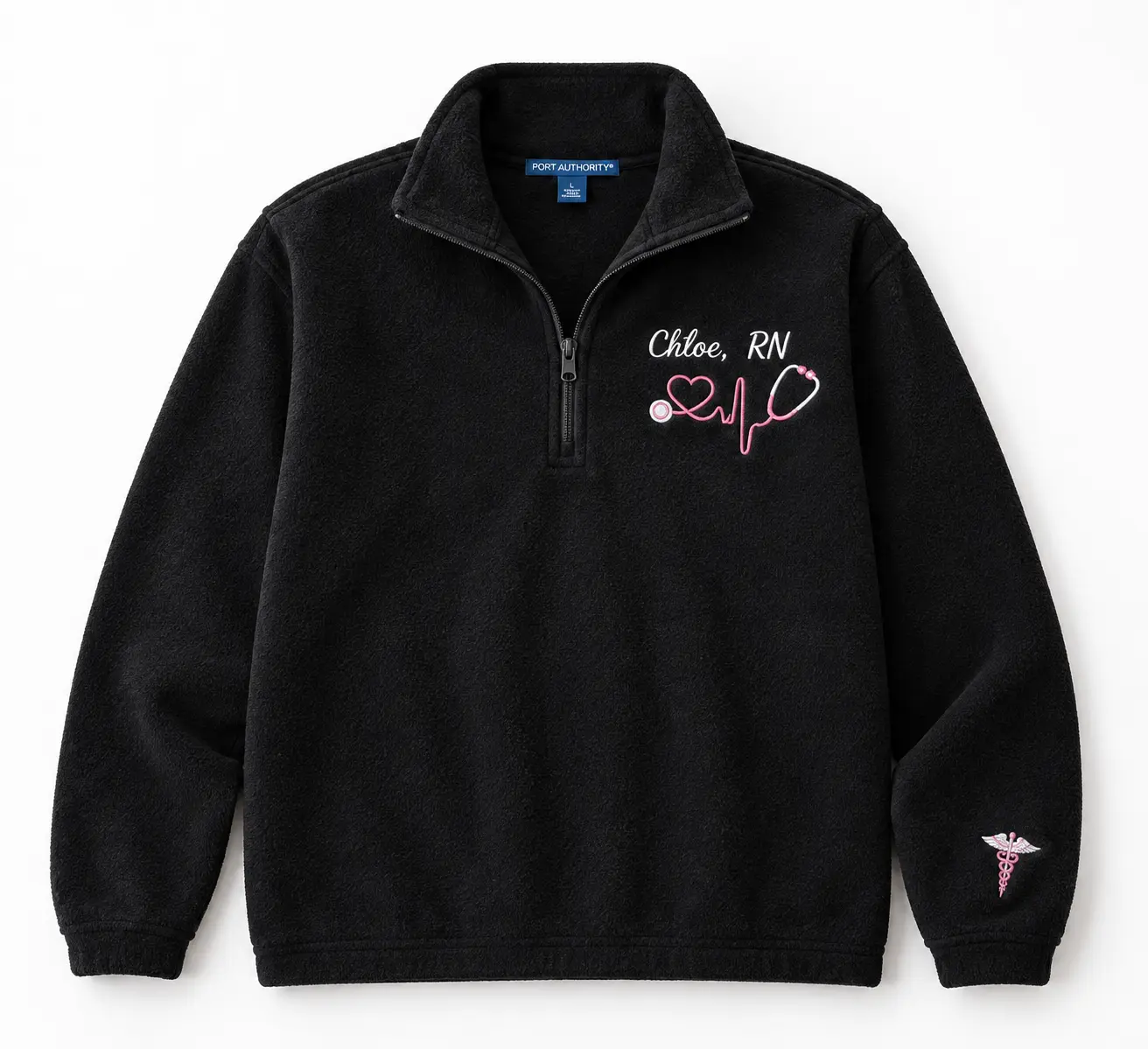 [MAKE IN US]Personalized Embroidered Nurse Fleece Jacket, Monogram Nurse Zip-Up Jacket with Pockets, Custom Nurse Graduation Gift for Women & Men