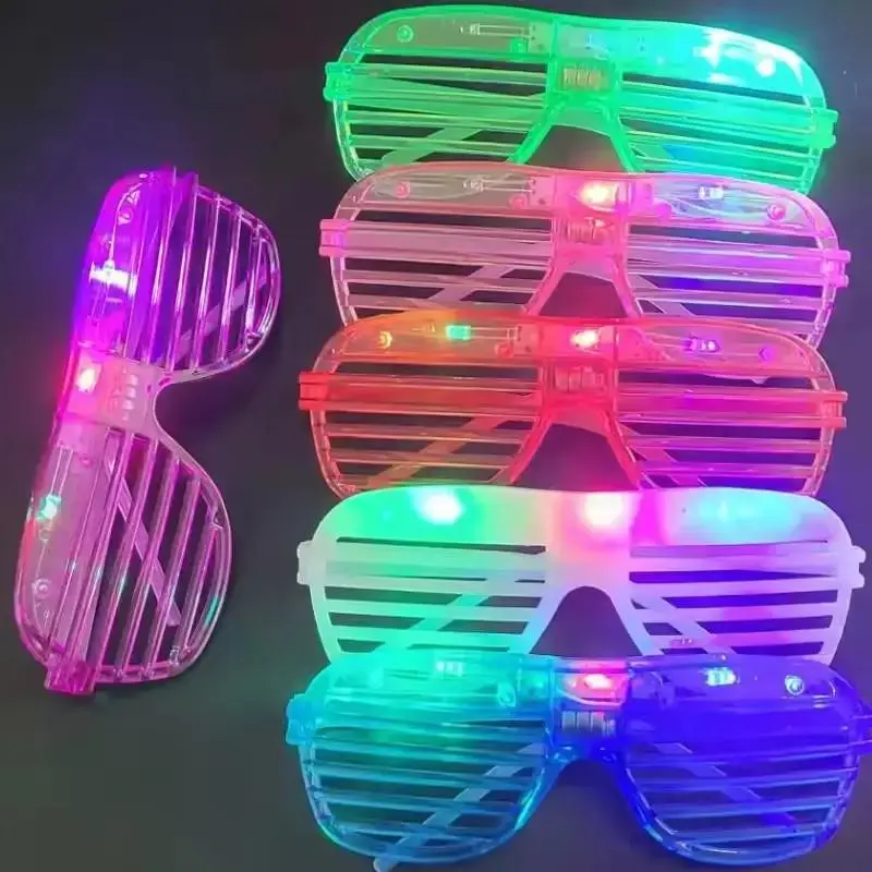 12 LED glasses, luminous glasses, 6-color neon lights, LED shutter color changing glasses, teenagers, adults, birthdays, neon parties, gifts, props, New Year's parties