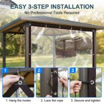 Block Pollen Dust Clear Patio Curtain - Heavy Duty PVC Outdoor Enclosure, WaterproofWindproof Transparent Tarp, Gazebo Porch Panels for Furniture Protection