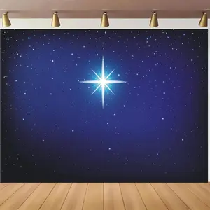 1pc 2D Flat St. Bethlehem Starry Night Sky Backdrop for Christmas Birthday Parties Photo Shoots Polyester Material