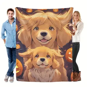Halloween gift dog print blanket, Flannel thermal blanket, super soft and great to feel, available in multiple sizes - lightweight, allergy-proof, skin friendly polyester blanket - Sofa, bed, office blanket - Home decor blanket, Snuggle blanket, bi