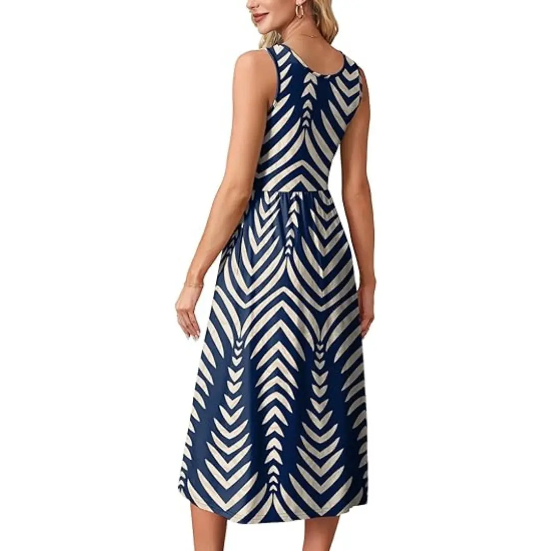 WIHOLL FASHION SwimWeek Summer Dresses for Women Flowy Casual Midi Dress  Beach Vacation Sundresses with Pockets Bohemian Womenswear Sleeveless -  TikTok Shop