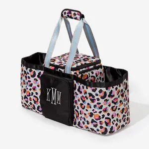 ML MARLEYLILLY Monogrammed Extra Large Cooler Tote - Spacious Insulated Cooler Tote in Sunset Leopard Print - Perfect for Beach Days & Picnics