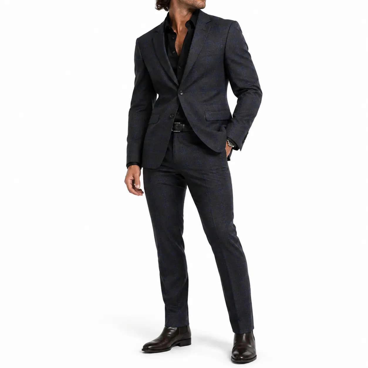 GIANCO FERRO Men's Slim Fit Plaid 2-Piece Suit, Formal Jacket and Pants Set in Polyester, Wedding, Business and Prom Wear, Regular, Short and Long Sizes, Formal Wear, Longsleeves, Wedding Wear
