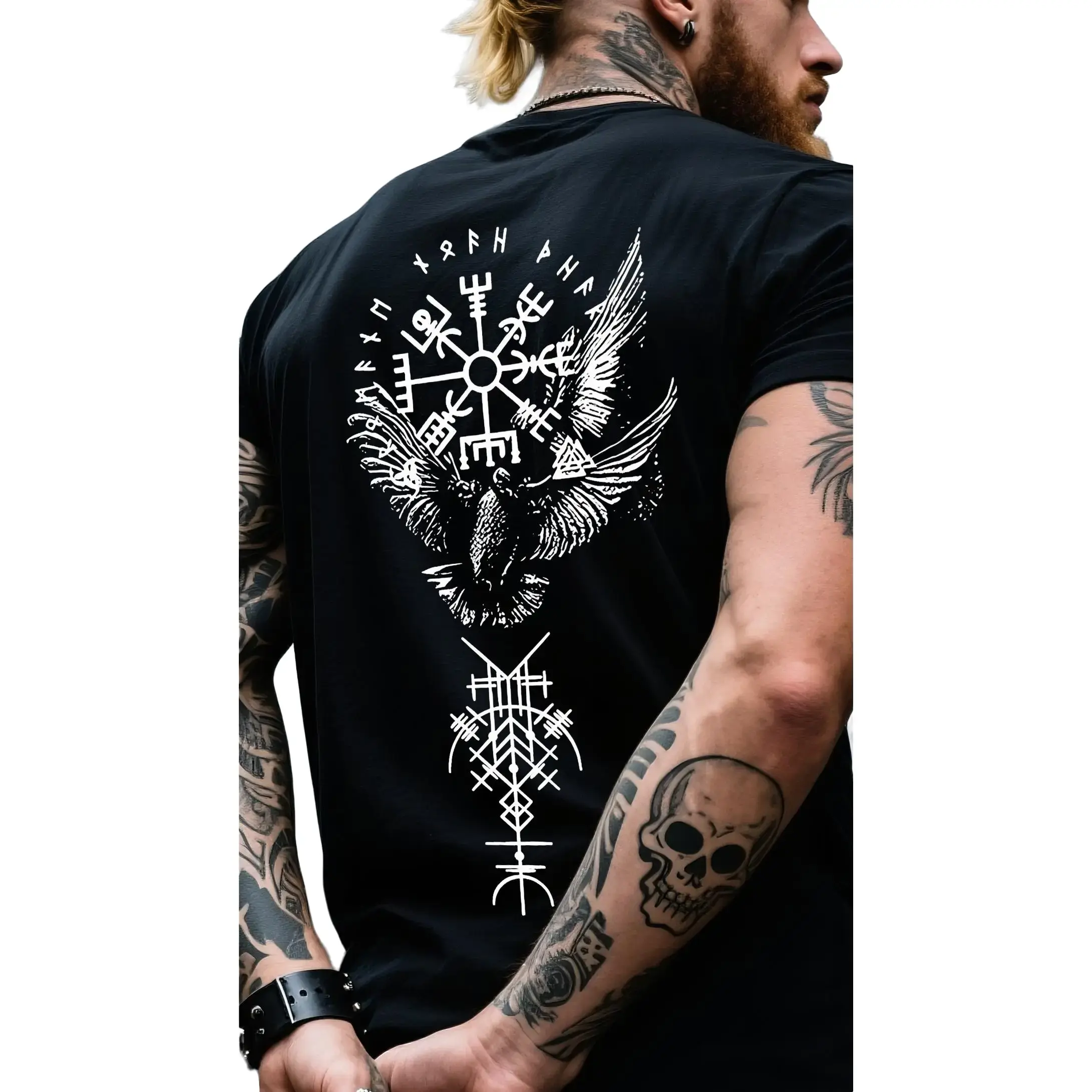 2025 Valkyrie Vintage Spell Raven Totem Hoodies & Sweatshirts | Norse Mythology 2-Sided Shirt | Unisex Gothic Merch Gift for Men & Women Classic Fabric Menswear Oversized Pocket Sport