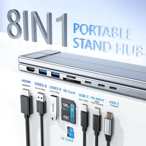 8-in-1 USB-C docking station | 100W PD fast charging + 4K HDMI high-definition output + USB 3.1 high-speed transmission | Easily create a notebook super workstation
