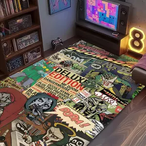 Hip-hop Trendy Character Pattern Floor Mat, Non-slip Soft Floor Carpet, Decorative Area Rug for Home Living Room Bedroom, Home Decor, Cartoon Pattern Rug