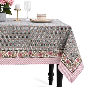 Cotton Block Print Tablecloth – Labra Gray