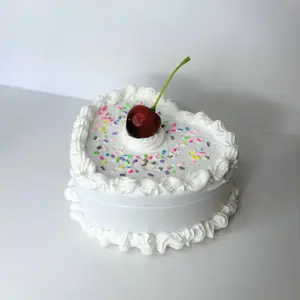 White Cherry Heart Cake Jewelry Box