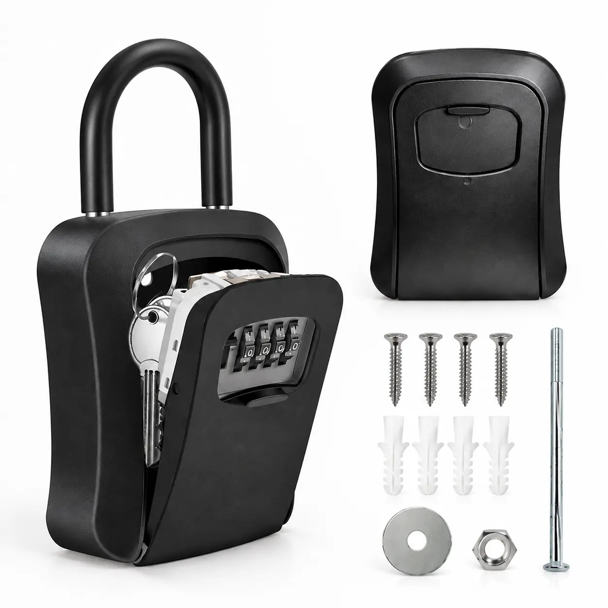 3.5cm Waterproof Combination Lockbox, Portable/Wall-Mounted House Key Lock Box with Large Capacity & Mounting Parts, Ideal for Home & Outdoor Secure Key Access