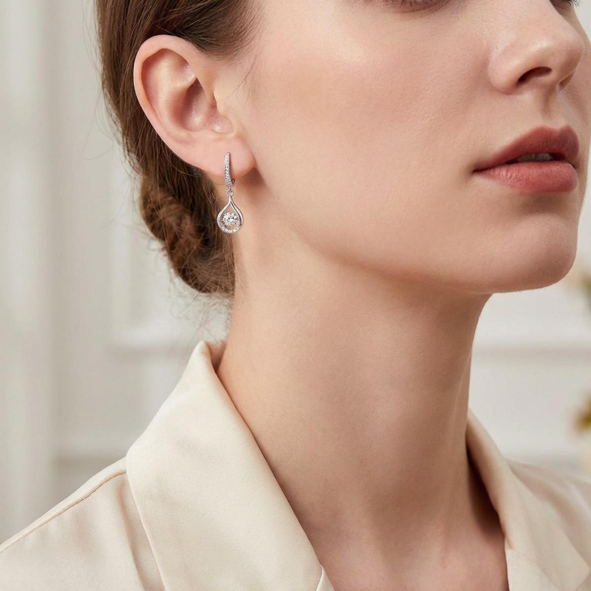 Moissanite 1ct Glow of Firefly Teardrop Dangle Earrings Valentine's Day Wedding Engagement Anniversary Romantic Elegant Gift Daily Wear