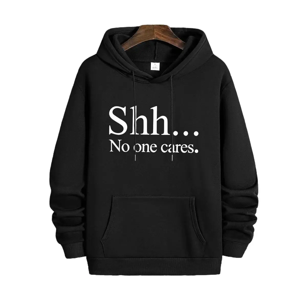 Men's Letter Print Hoodie - Casual Loose-Fit Polyester French Terry Pullover Sweatshirt with Drawstring, Kangaroo Pocket, Long Sleeves, Normal Type, Stylish Baggy Menswear Top for Party, All Sizes