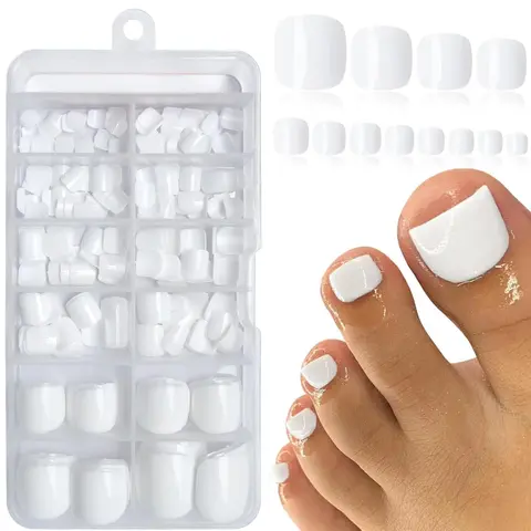 DIY Home Nail Art Solid Color Square Fake Toenails, 120pcs/set 12 Sizes Short Press on Toenails, Glossy False Toe Nails for Women & Girls, DIY Nail Kit, Toe Nail Press Ons
