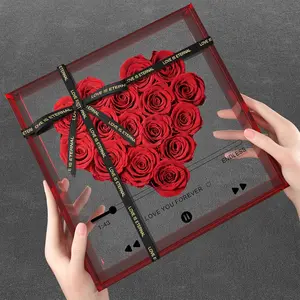 Preserved Roses for Women, Handmade Forever Flowers Box, Christmas Valentines Day Gifts for Girlfriend Wife - Wedding Anniversary Presents for Her - Birthday Gifts for Mom Grandma (Red)