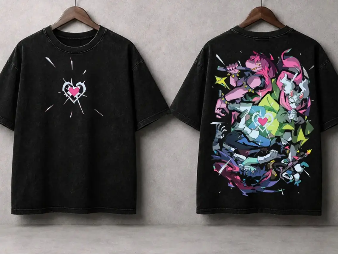 Deltarune Game Graphic Tees Washed Tee Game Acid Washed Lightweight Cotton TSHIRT, Gift For Gamer Men's Regular, men gifts graphic tee